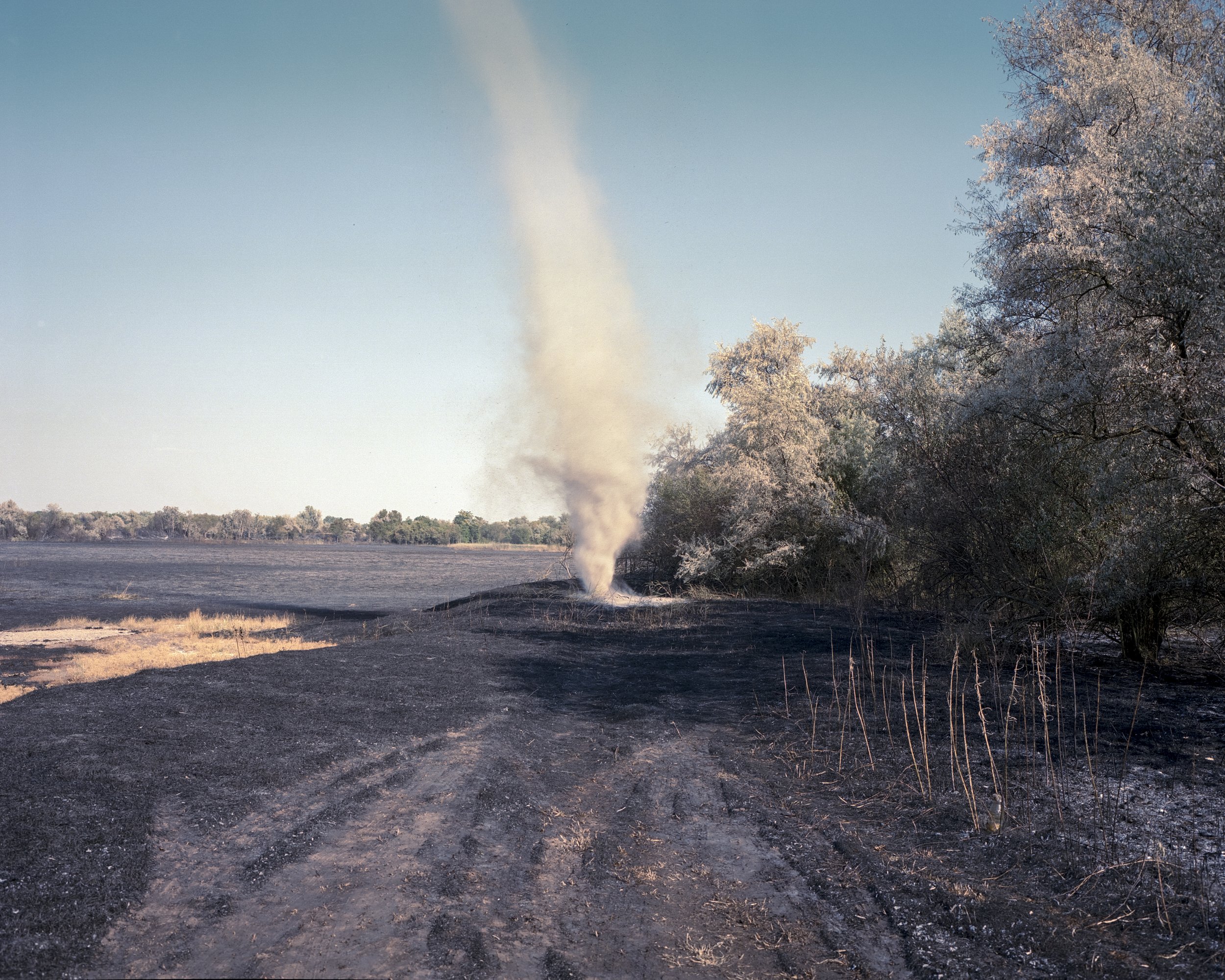  A whirlwind picks up the ash after a reed fire.Szeged, Hungary, 2022 