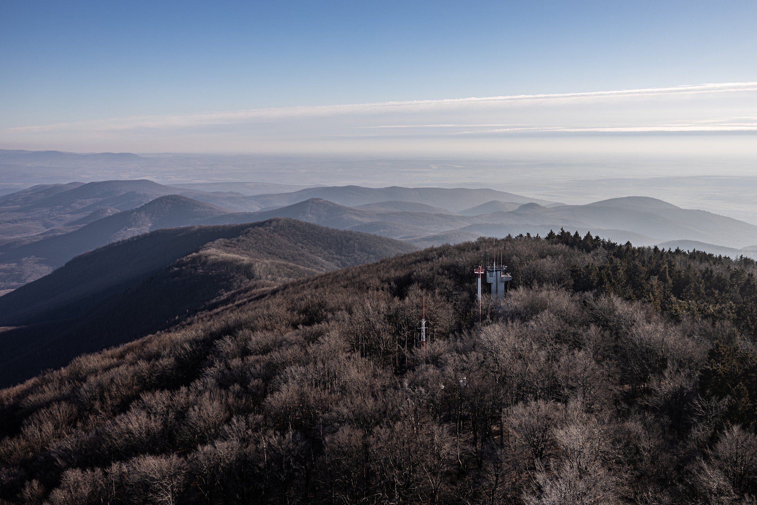  Hungary, Kékestető,      11. 01. 2022.                          View of Mátra mountains and the tower of the meteorology station on the highest point of Hungary.                  Photo: Márton Kállai / NOOR 