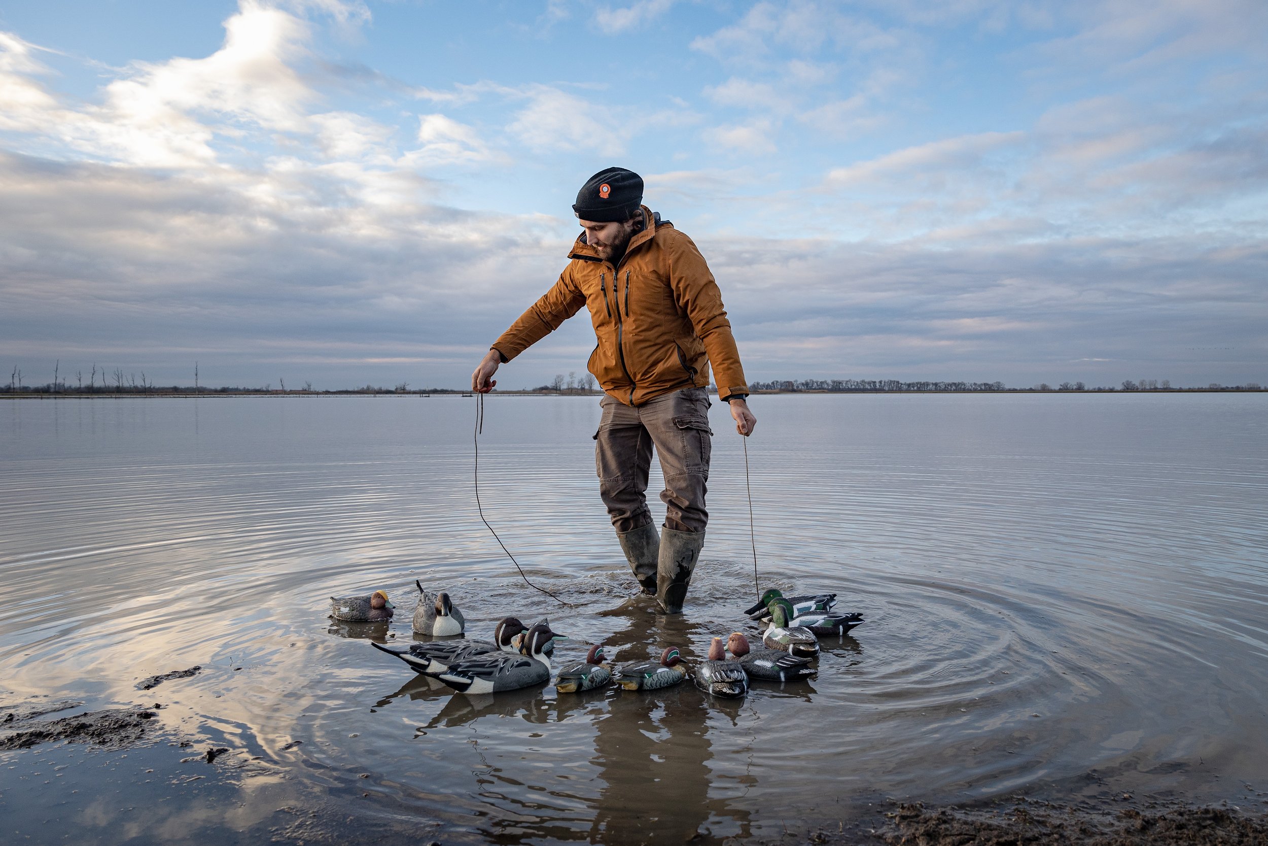  Hungary, Földes, 12. 01. 2023                            Ádám Lovas-Kiss bird researcher places decoys to help bird observation Abstract: Migratory waterfowl are important endozoochory vectors for a range of plants lacking fleshy fruits. Our aim was