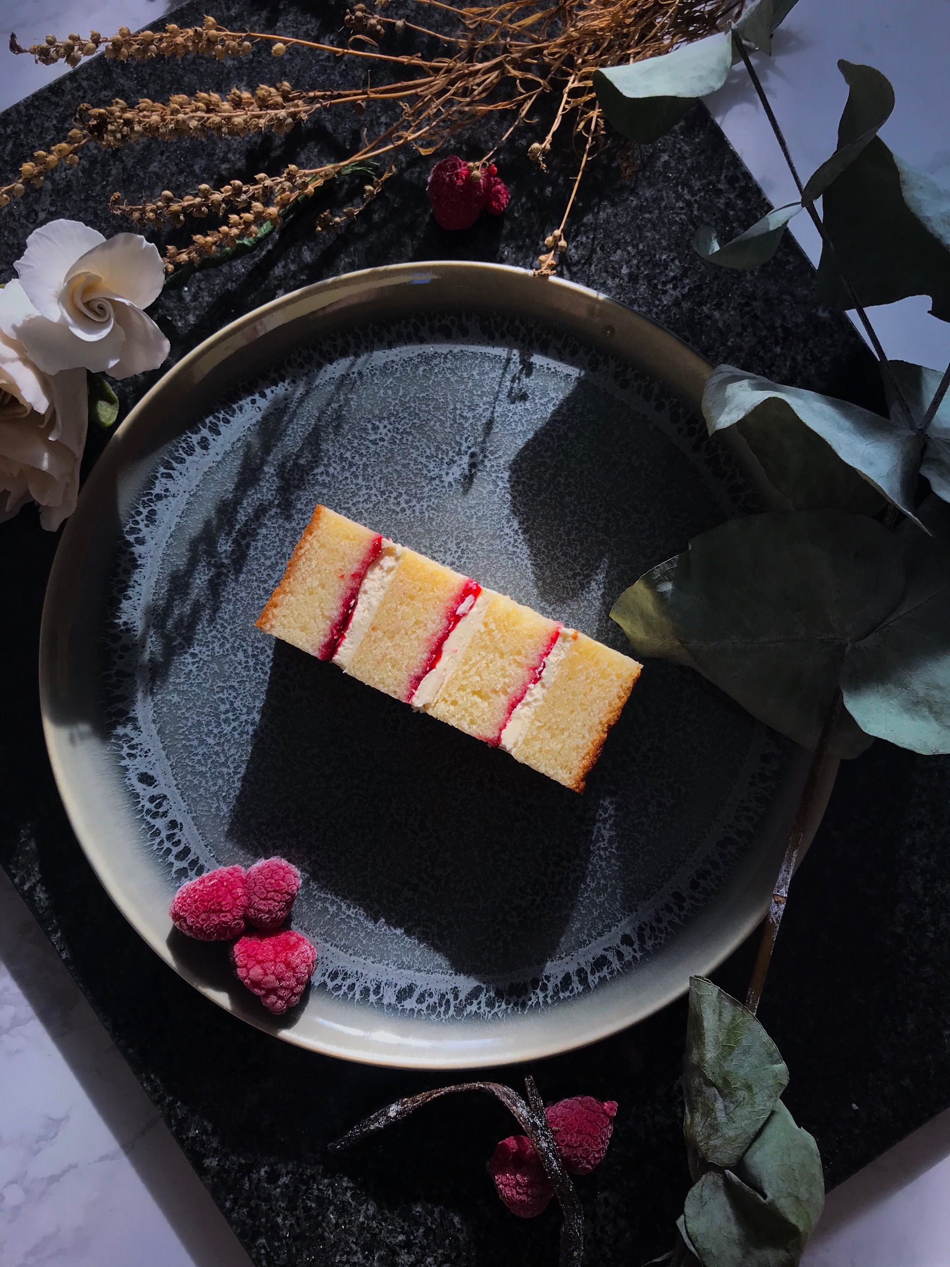 VANILLA, RASPBERRY Vanilla Cake With A Raspberry Jam And Vanilla Buttercream - all berry confitures are made from scratch so you only expect the freshest, we mean, you can taste the seeds too.