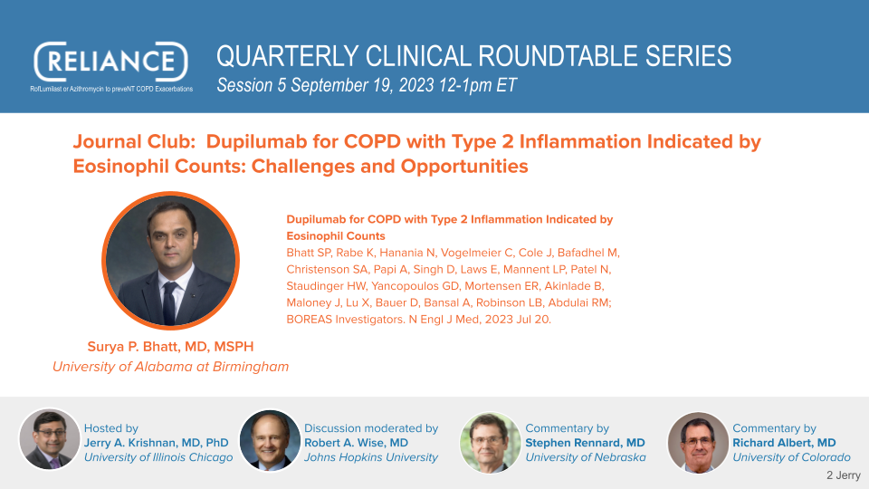 September 19, 2023 | Journal Club: Dupilumab for COPD with Type 2 Inflammation Indicated by Eosinophil Counts