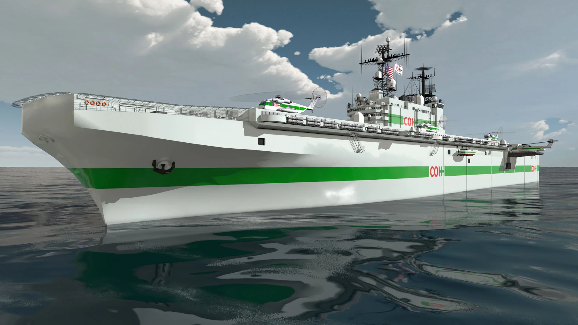 PROJECT EXCELSIOR Global Humanitarian Assistance and Disaster Relief “Vires in Diversitatem / Strength in Diversity” Project Excelsior is our bold initiative to acquire and repurpose a decommissioned U.S. naval vessel as a forward-deployed, quick-response platform to lead and support humanitarian assistance and disaster-relief efforts in affected regions around the world. In conjunction with a broad coalition of nations, non-profit and non-governmental organizations, and other key global partnerships, COH plans to retrofit the vessel to support state-of-the-art hospital facilities and medical staff, as well as transport first-responders and supplies on a large-scale. The retrofitted USS Nassau’s unique command and control, heavy airlift and amphibious landing craft capabilities will make it faster and more efficient than any humanitarian assistance and disaster-relief vessel in the world. COH projects that the vessel could positively impact more than 18 million lives throughout its 20-year life expectancy. COH is currently in talks with the U.S. Navy to acquire the vessel. Donating the USS Nassau will be a cost-effective way for the U.S. government to contribute to humanitarian assistance and disaster-relief efforts while showcasing its capabilities and strengthening international relationships. The retrofitting of the USS Nassau will also create American jobs in the struggling shipyard industry during a period of high unemployment.