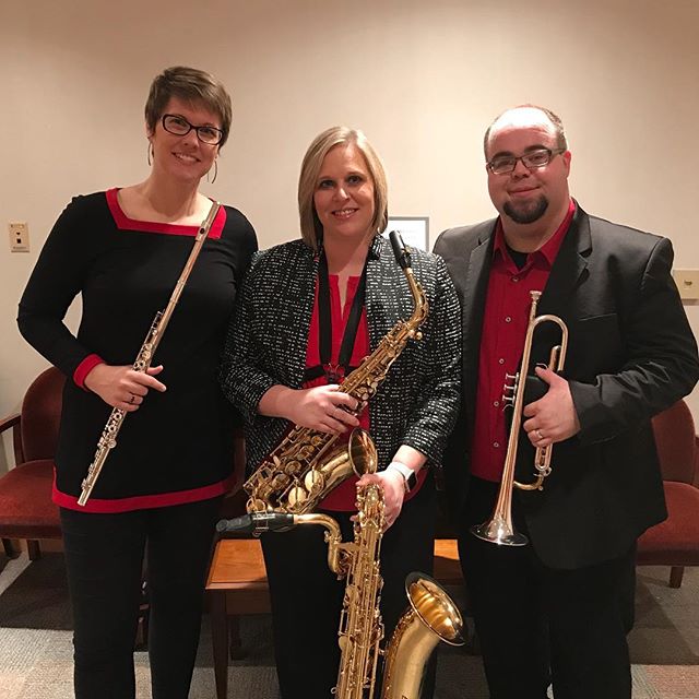 After our performance @saxalliance! Thanks to everyone who came and thanks @chrisdickhaus for the photography! Also thanks @selmersaxophones for allowing @drsaxo13 to use a bari!! #saxalliance #northamericansaxophonealliance #newmusic #essimartrio #n