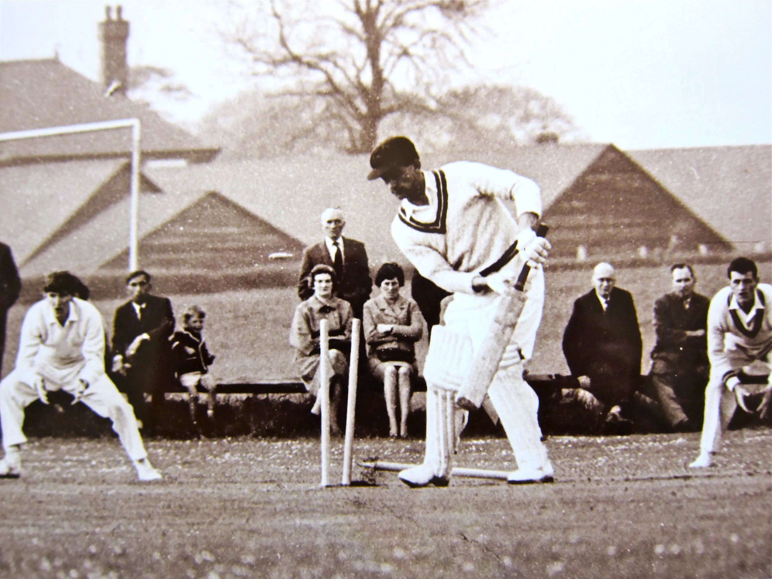My Dad losing his leg stump to one of the greatest fast bowlers, Wes Hall.