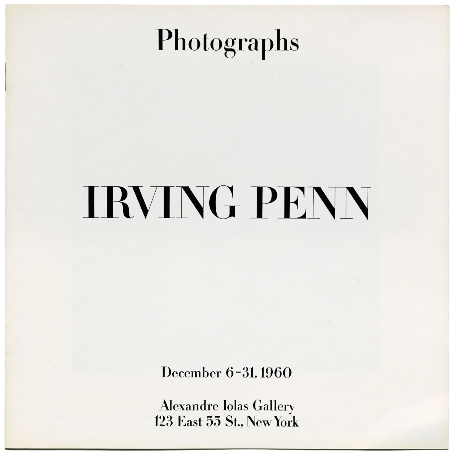 Catalogue for Penn's 1960 Alexandre Iolas exhibition