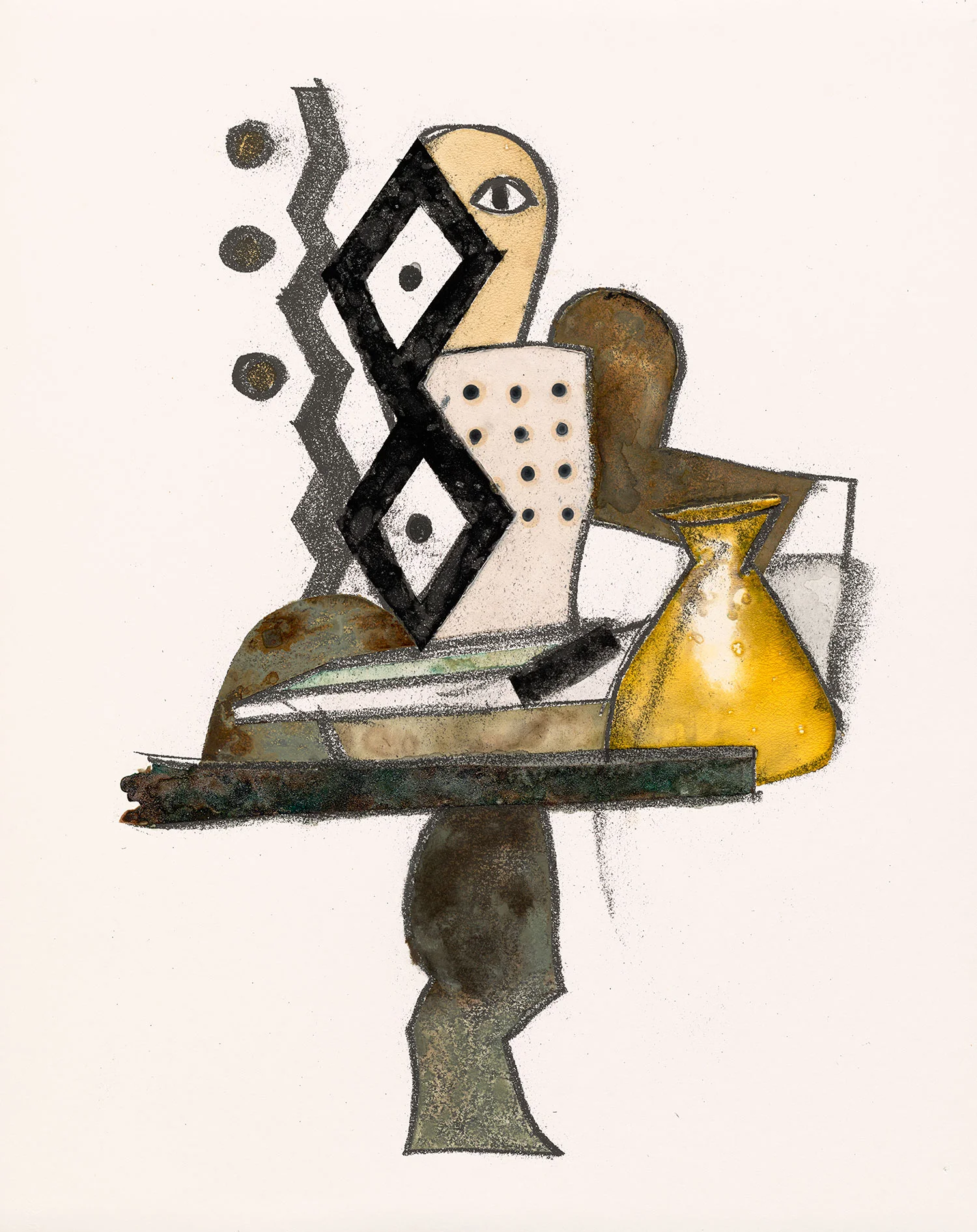 Irving Penn, The Alchemist , 2005. Watercolor with sand and gum arabic over inkjet print on paper. © The Irving Penn Foundation