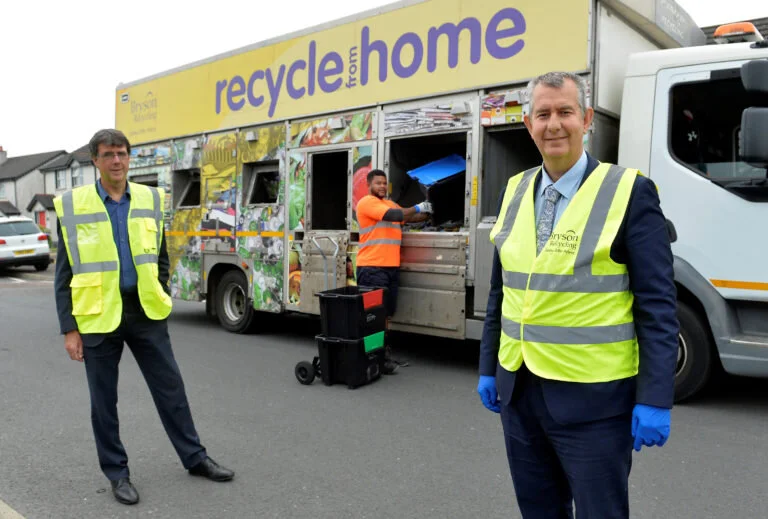 Minister Edwin Poots visits Bryson collection team 