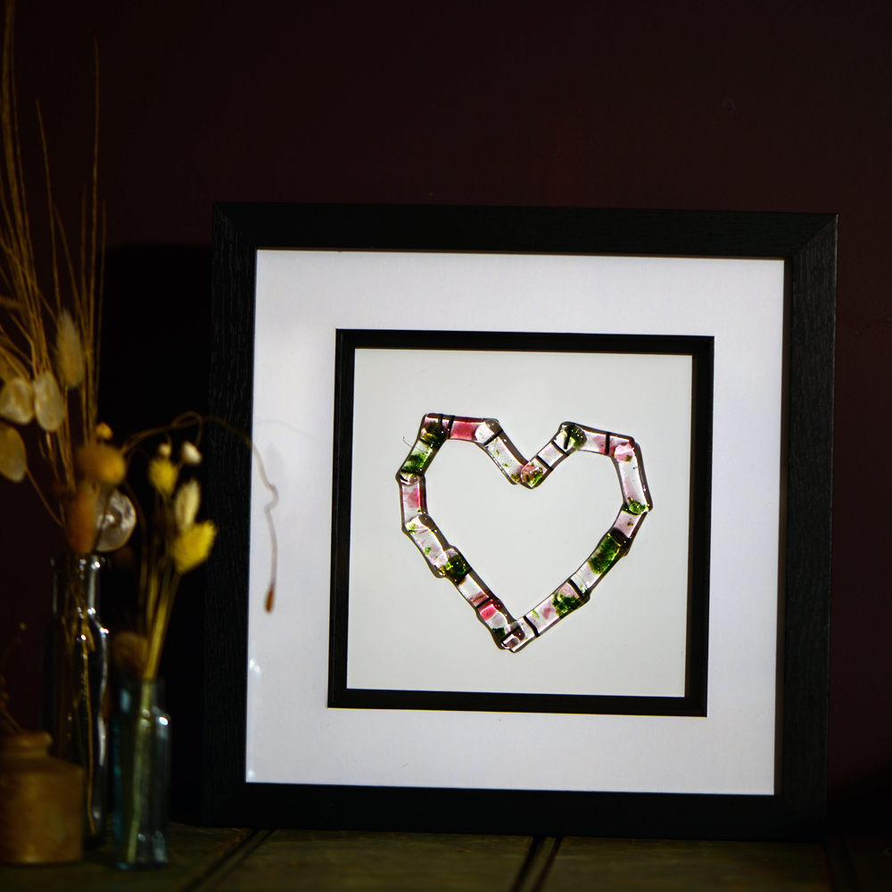 Spring heart in black box frame - mounted .png
