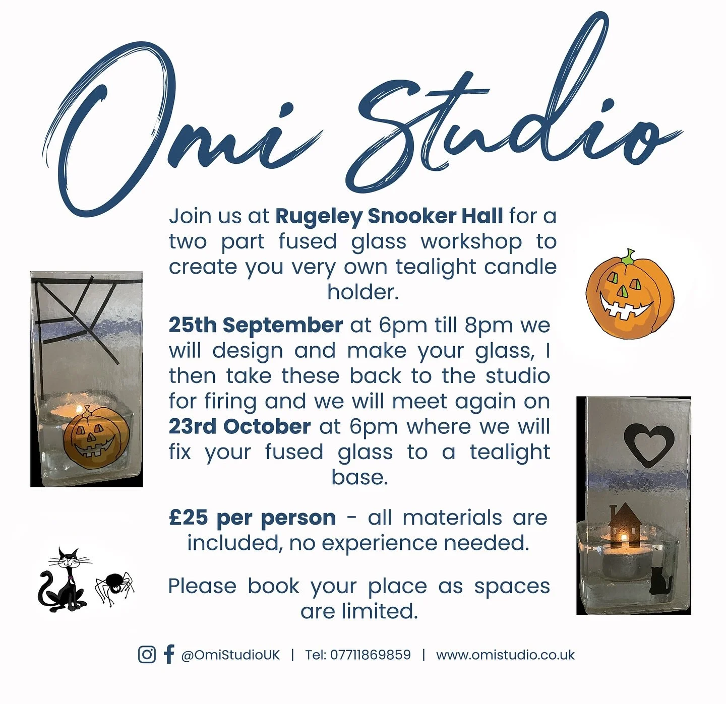 Come join us @rugeleysnookerclub for a two part fused glass workshop using decals. 

🎃 25/09/25 6pm - 8pm
👻 23/10/2025 6pm 

🎟️ &pound;25 a person - please pre book as spaces are limited. 

Link in bio or message me for more details 😉

#rugeley #