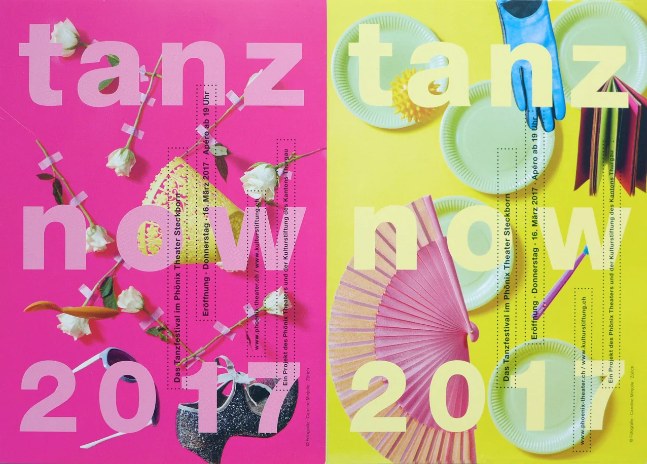 Plakat und Flyer des Festivals tanz:now