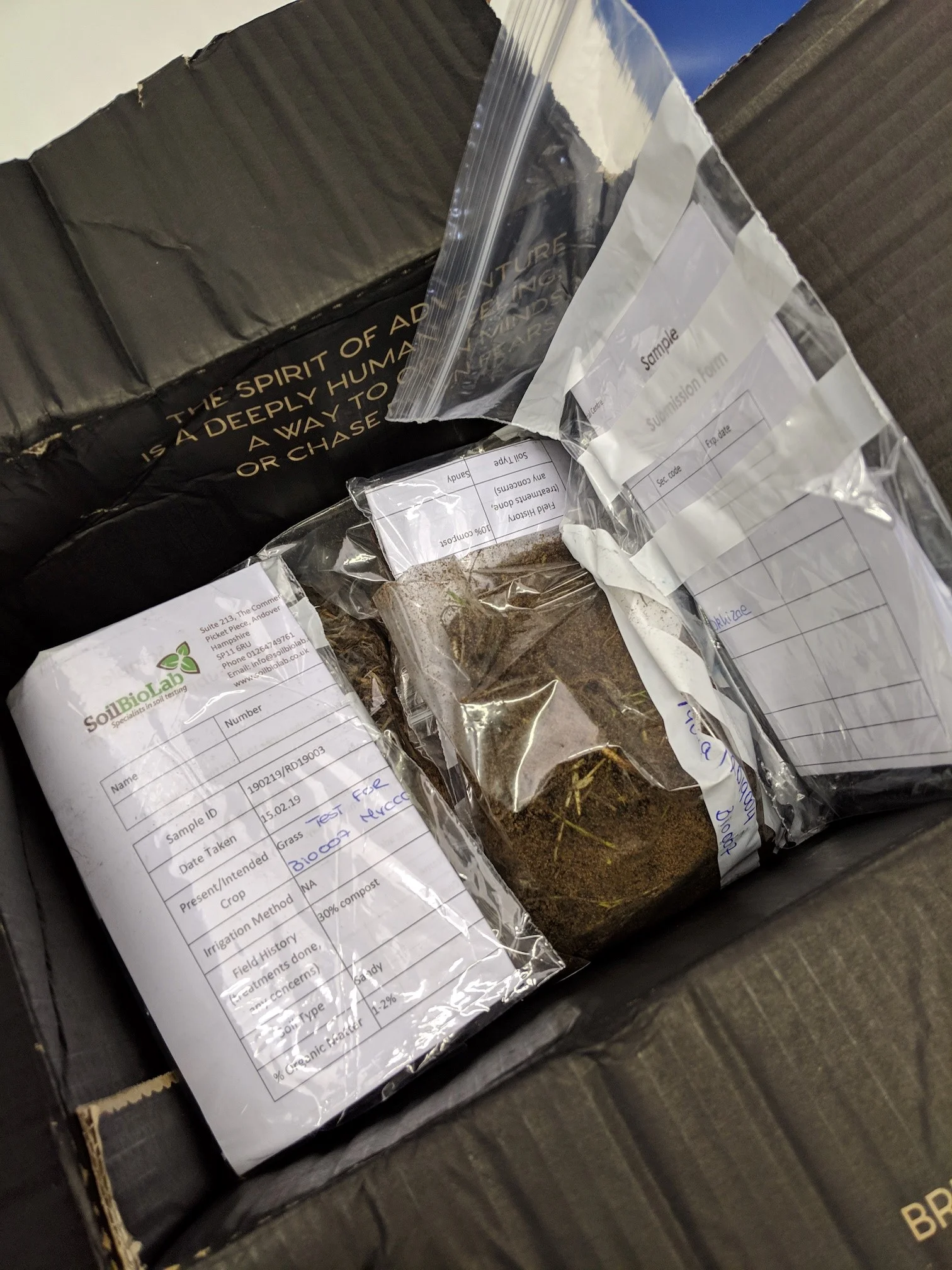 Soil samples arrive a t SoilBioLab almost every day…