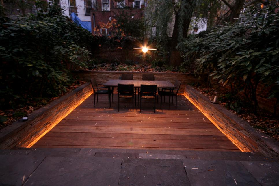 Brook Landscape Press HGTV Recessed Patio at Night