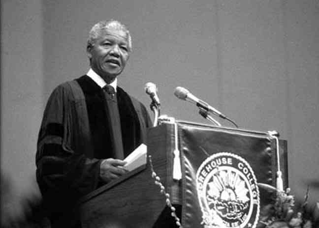 Nelson Mandela at Morehouse College via WABE90.1