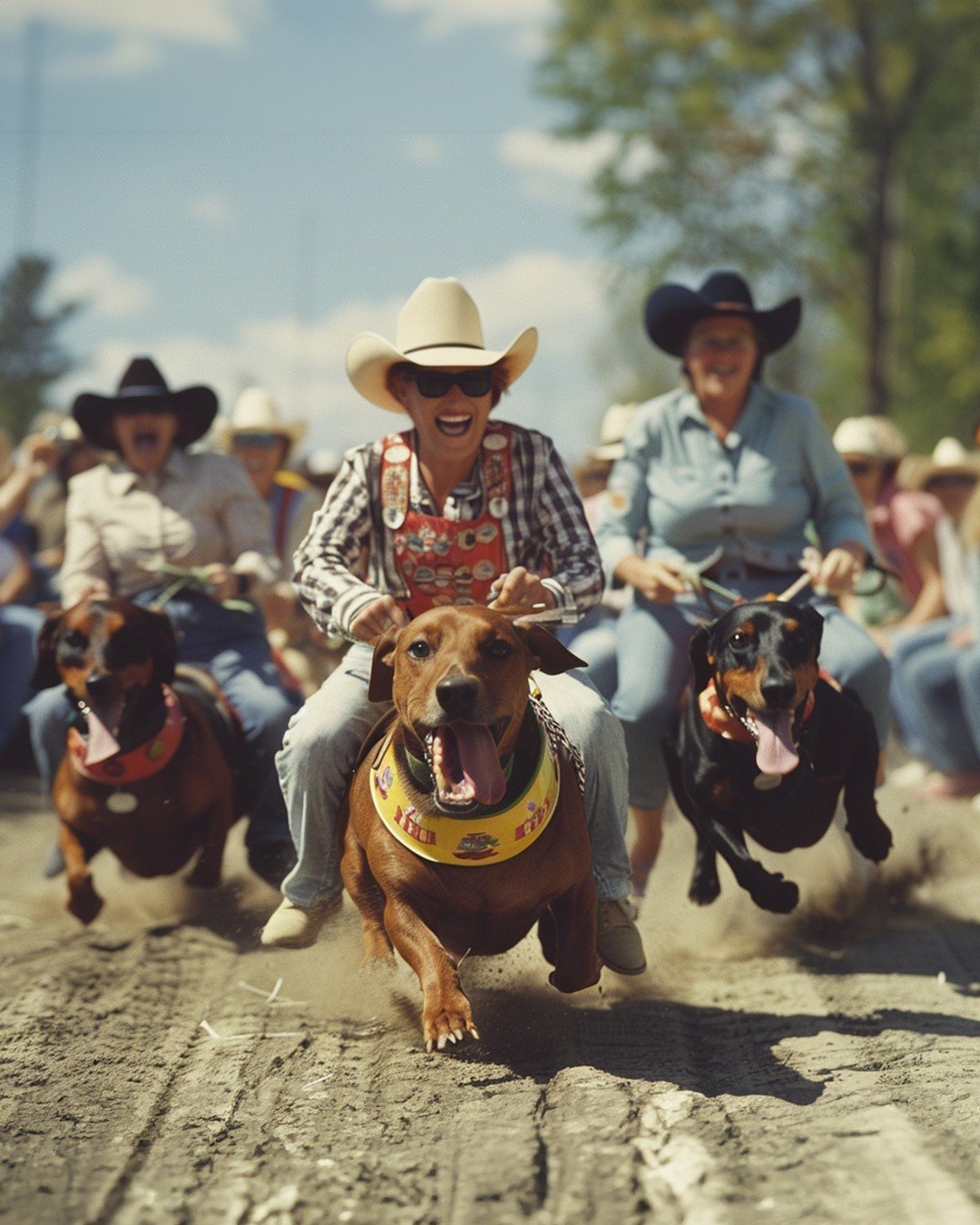 So, educational content is all well and good, but how about excited happy people with cowboy hats Riding on large dachshunds in a race, realistic disposable camera photo, aerial view, crowd cheering, fans --ar 4:5 ?

.
.
.
.
.
.
#excited #happy #peop