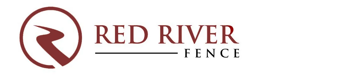 Logo for Red River Fence featuring a stylized red river icon and text.