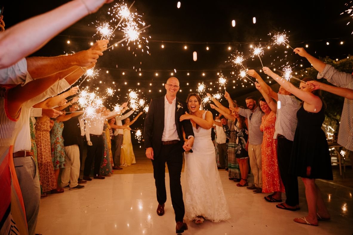 wedding reception sparklers jw marriott los cabos