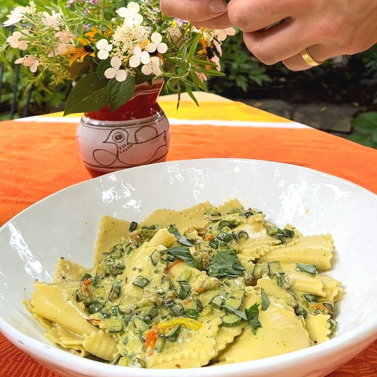 Quadrucci W/ Squash Blossoms &amp; Zucchini