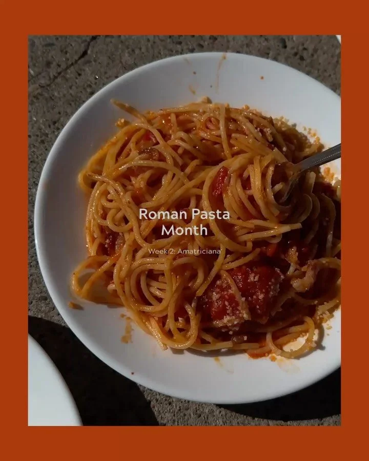 🍅 🏺 ROMAN PASTA MONTH week 2: Amatriciana! 

A Broders&rsquo; take on an iconic Roman dish with spaghetti, guanciale, tomatoes, garlic, crushed red pepper &amp; Pecorino Romano. This saucy staff favorite is available as our weekly special through 9