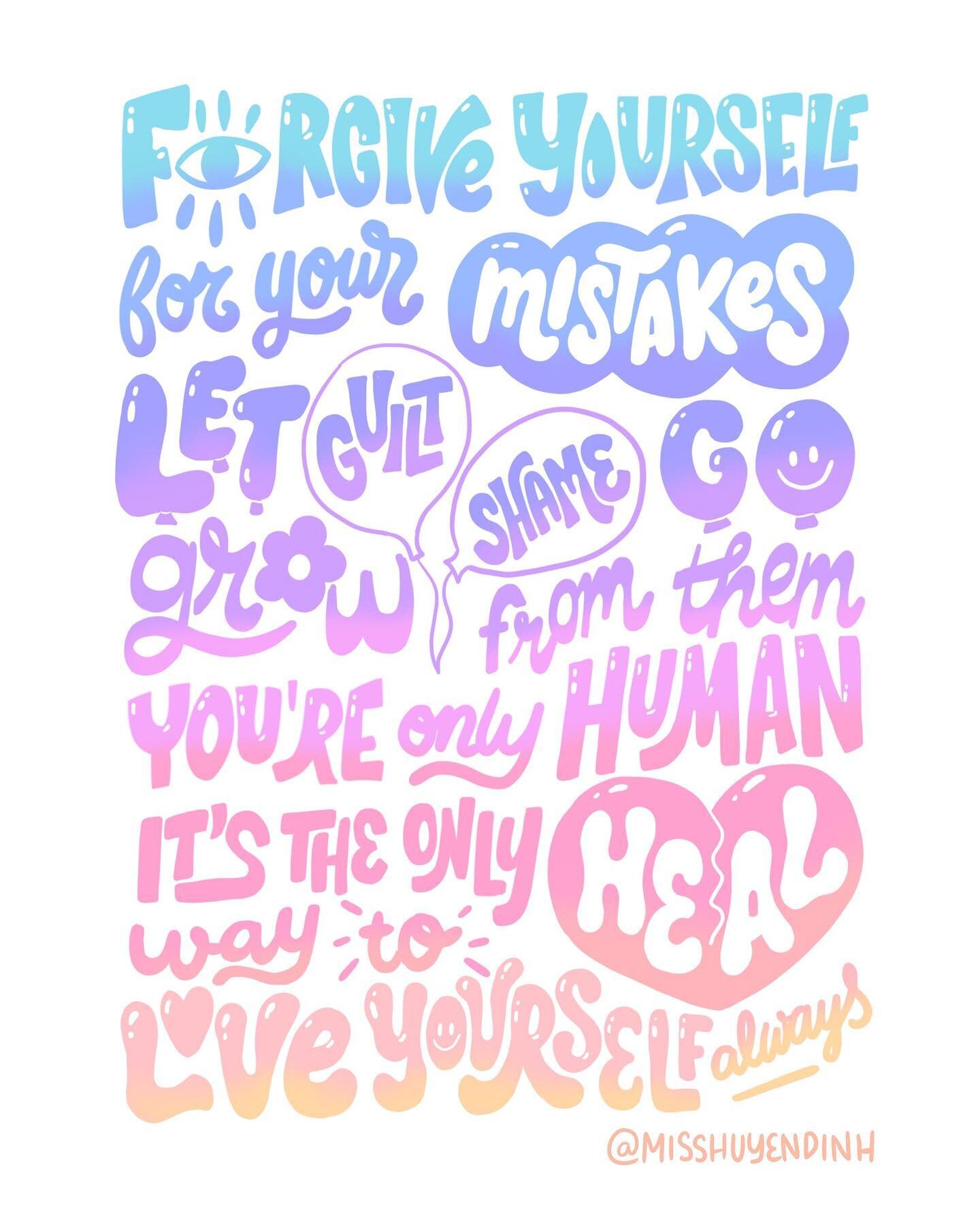 #feelyourfeelings No.3: forgiving yourself might be the hardest thing but it is the only way to heal.

We often hold on to the past and are obsessed over the &quot;what if I could do different or better&quot; over the mistakes we made in life. 

But 