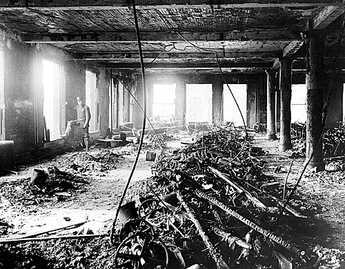 The scorched remains of the Triangle Shirtwaist Factory after the deadly fire