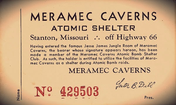One of the famous bomb shelter tickets issued by the cave