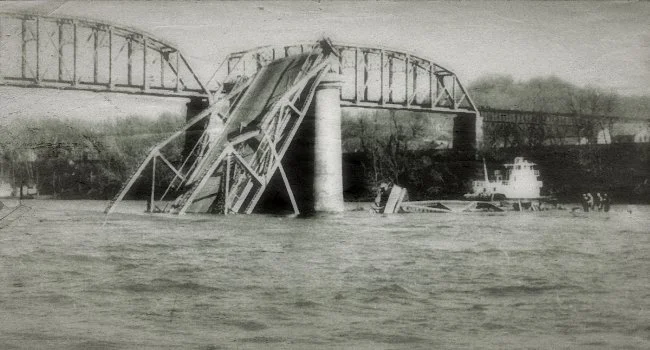 The Silver Bridge, which collapsed in 1967.