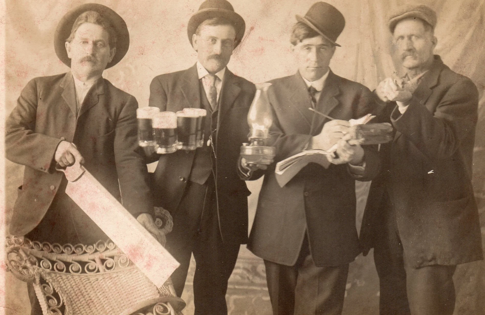 Image is from a performance at the Meeme House, circa 1915.