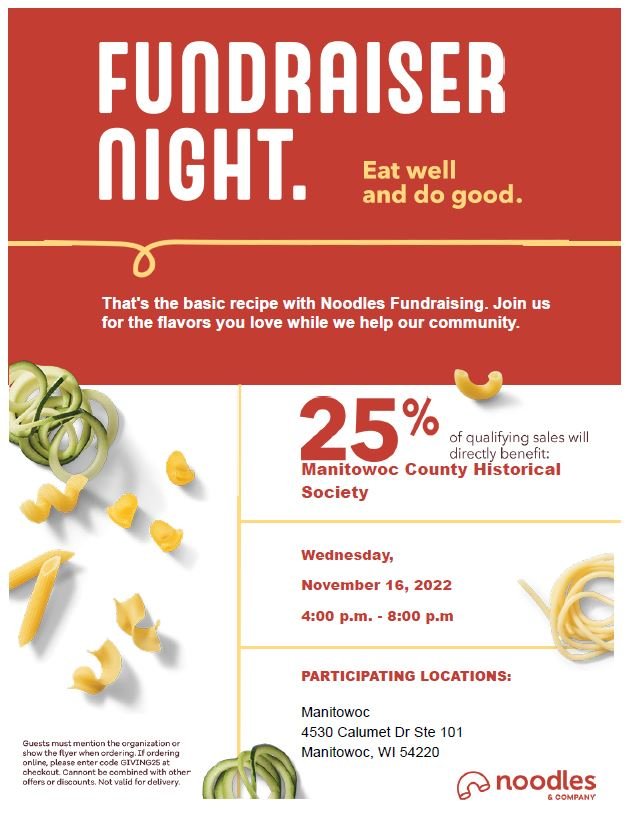 Dine Fundraiser: Noodles and Company — Manitowoc County Historical Society