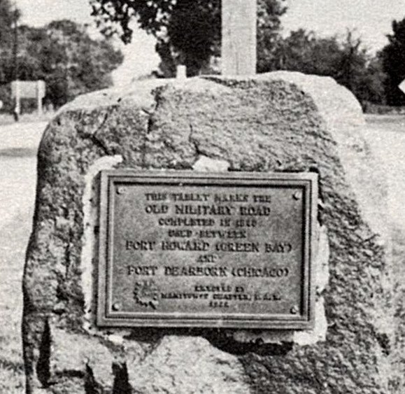 Military Road Marker and George Washington Elm Dedicated by D.A.R. in 1932