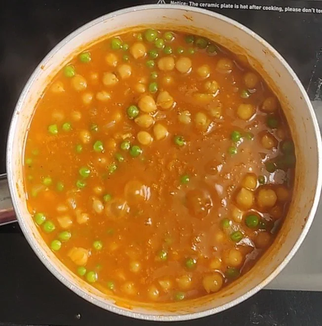 Easy Potato, Chickpea  &amp; Pea Curry