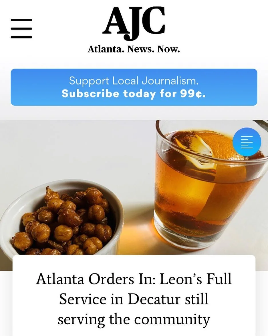 Thanks to @bobtajc + @ajcdining for the write up! Check it out in our story or at https://www.ajc.com/entertainment/dining/leon-full-service-decatur-still-serving-the-community/0Kdbh4fB5j0u7SG4Z14dyM/
