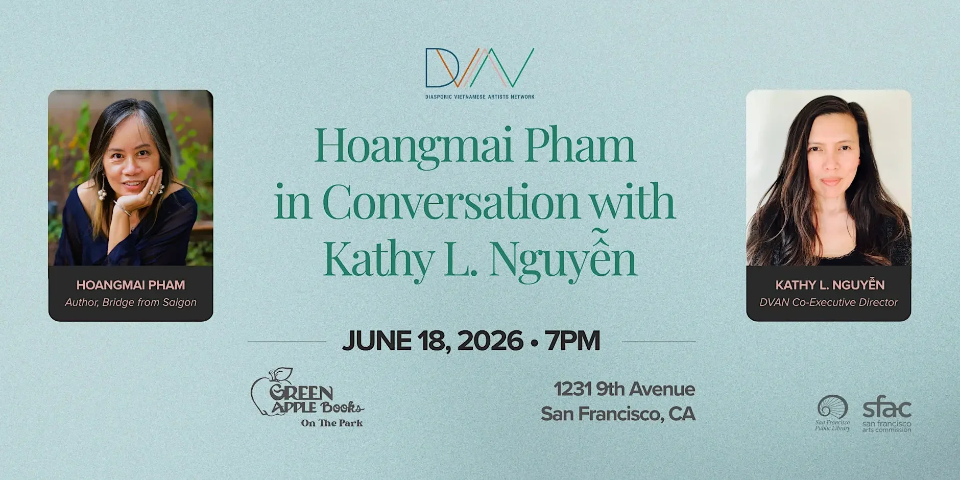 Around the Community: DVAN Reading Series: Hoangmai Pham in Conversation with Kathy L. Nguyễn