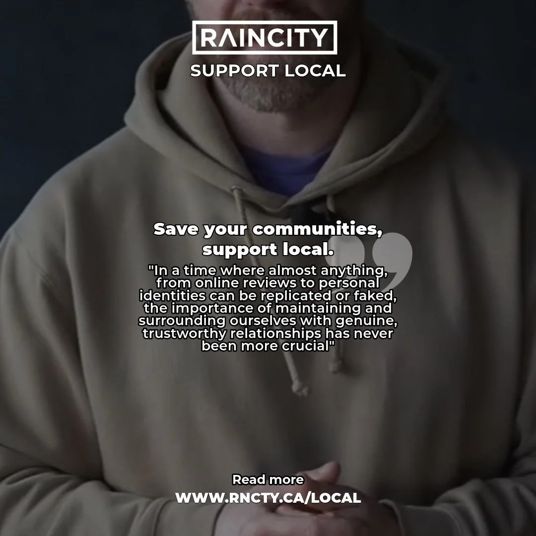 A year or so ago, Raincity kicked off an initiative to support local.⁠
⁠
@thor604 dropped a few videos reminding us why supporting local is more important than ever.⁠
⁠
We still stand by it - supporting local is a two-way street. And honestly, someti