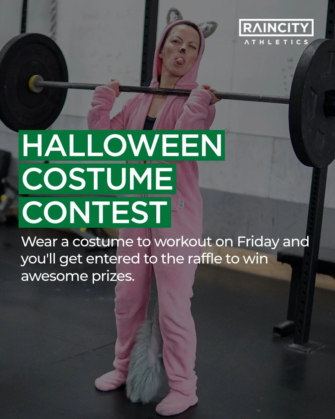 Spooky weekend and we want to make it fun for #RAthletes 👻⁠
⁠
Wear a costume on Friday, October 31st and get a change to win awesome prizes⁠
⁠
For every 10 people that dress up we'll give away...⁠
⁠
1x Private Training session ($130 value)⁠
1x Rainc