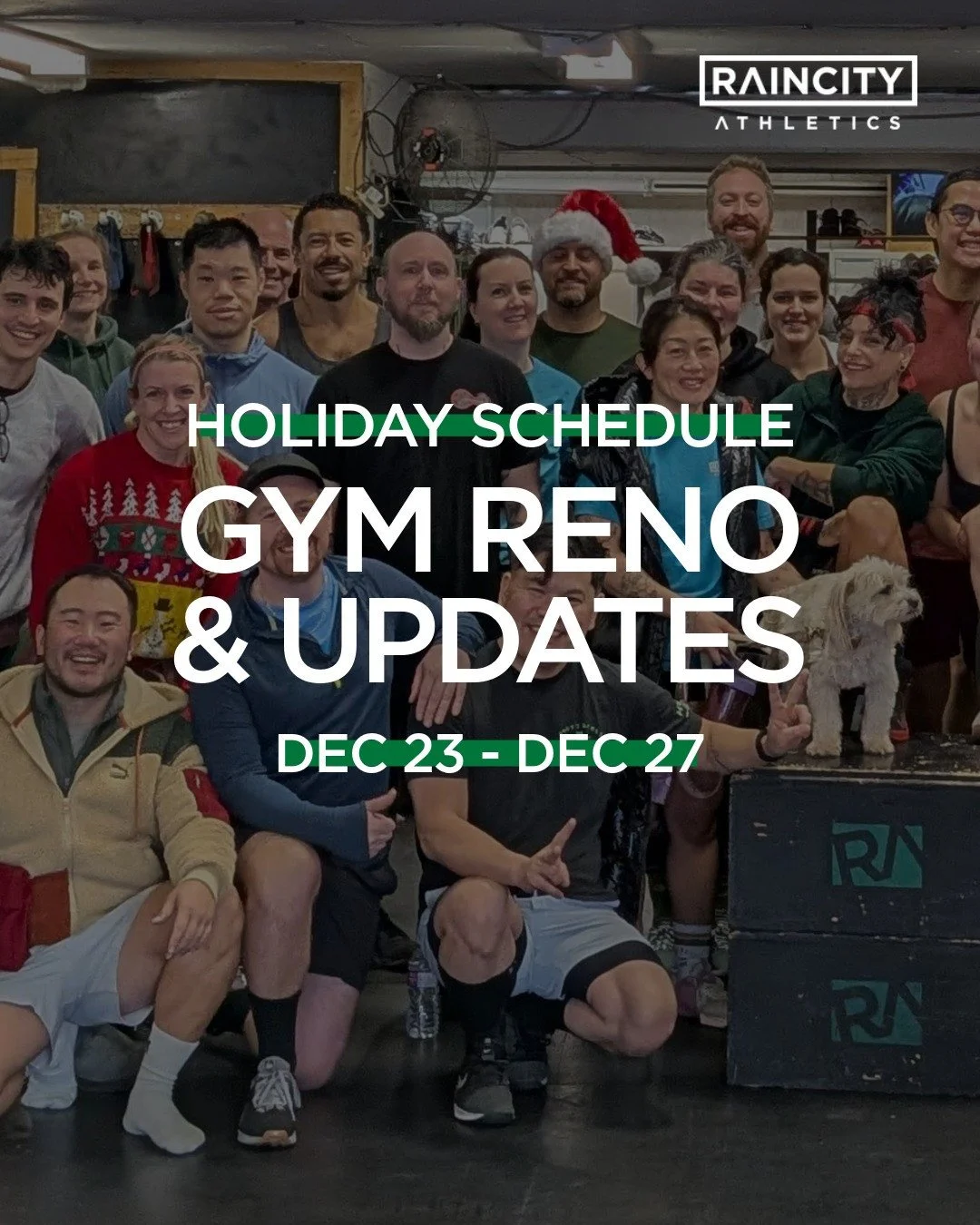 It's that time of year - exact dates to be finalized, but over the holidays we'll close up for a few days so we can do some major facility updates, fixing, painting and more 💚⁠
⁠
Make sure to check Push Press &amp; Slack for updates!