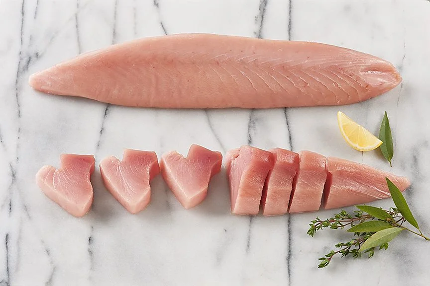 ALBACORE TUNA LOINSPerfect for use in sushi, as sashimi, lightly grilled on the BBQ or in your favourite fish recipe, our albacore tuna loins are as delicious and wholesome as they are convenient. The loins are skinned, deboned and vacuum-packed whi…
