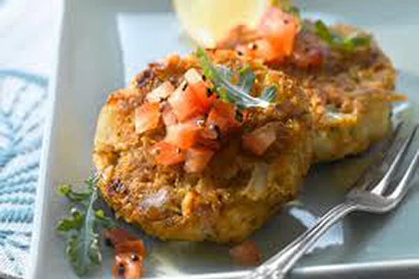 CRAB CAKES Made with fresh real crab. Each cake is handmade using the freshest ingredients with the perfect blend of seasonings.