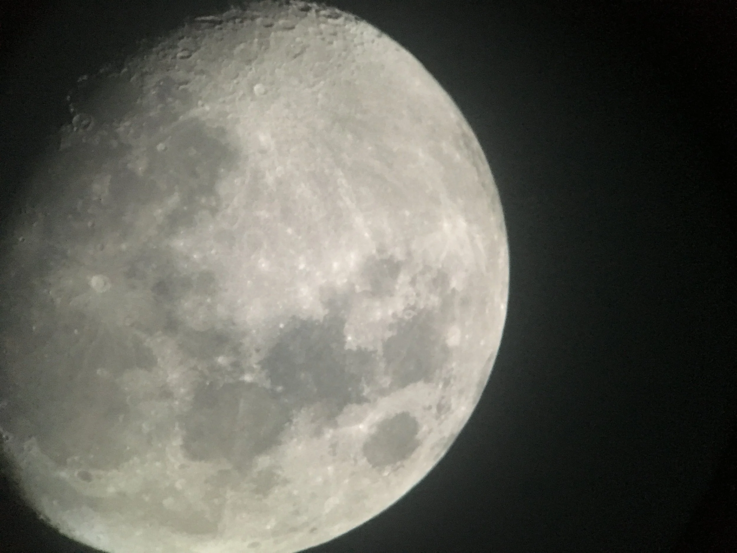 A photo of the Moon taken through the ocular lens of the Ralph M. Medjuck Robotic Telescope. Photo: Yuki