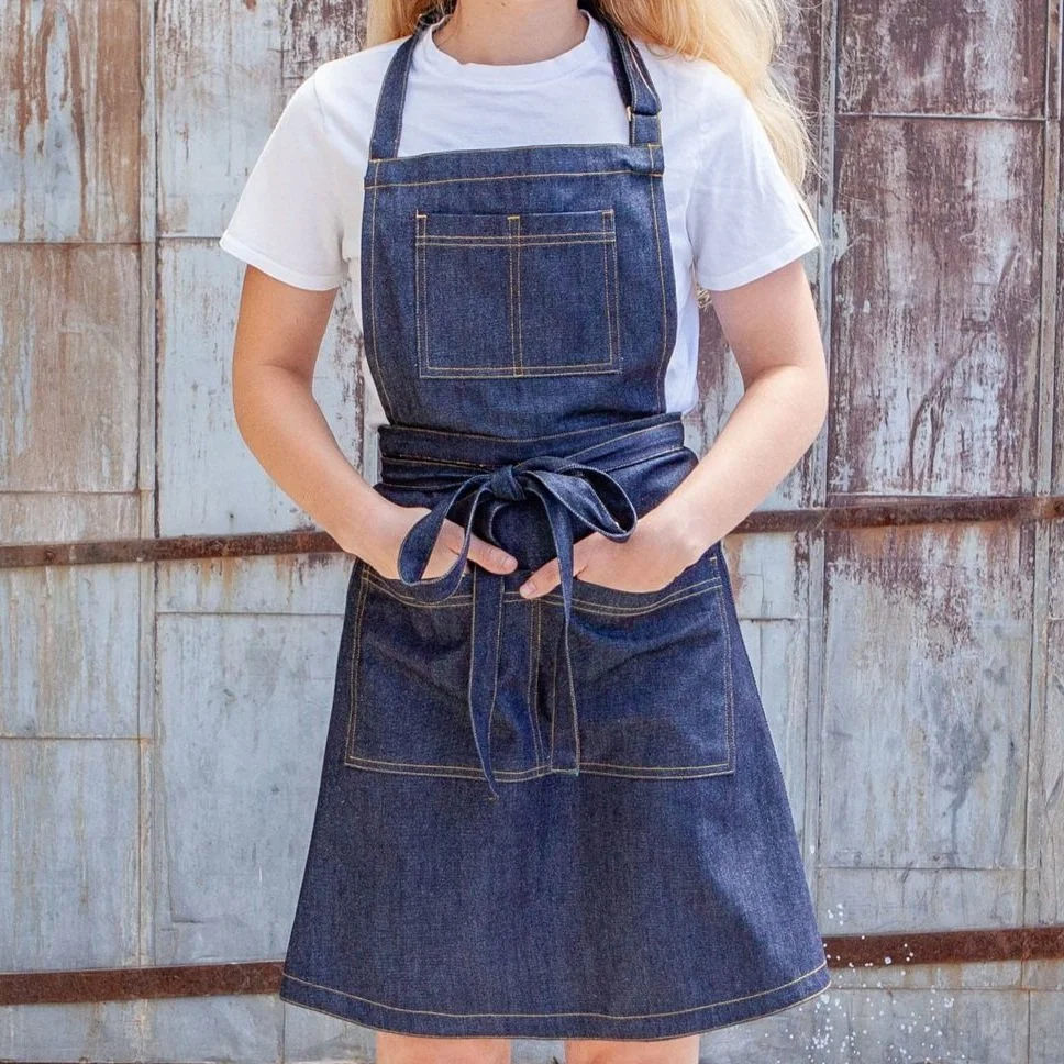 apron dress denim Denim Apron Midi Dress in Clemons Wash