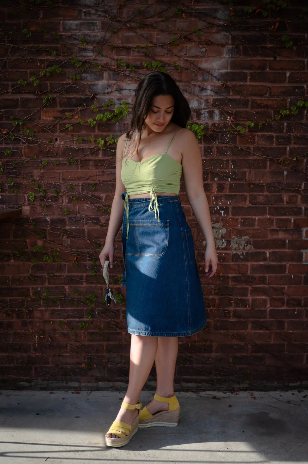 Jupe Old Navy Blue Indigo Taille M - Coupe A-Line Taille Élastique Poches - Coton