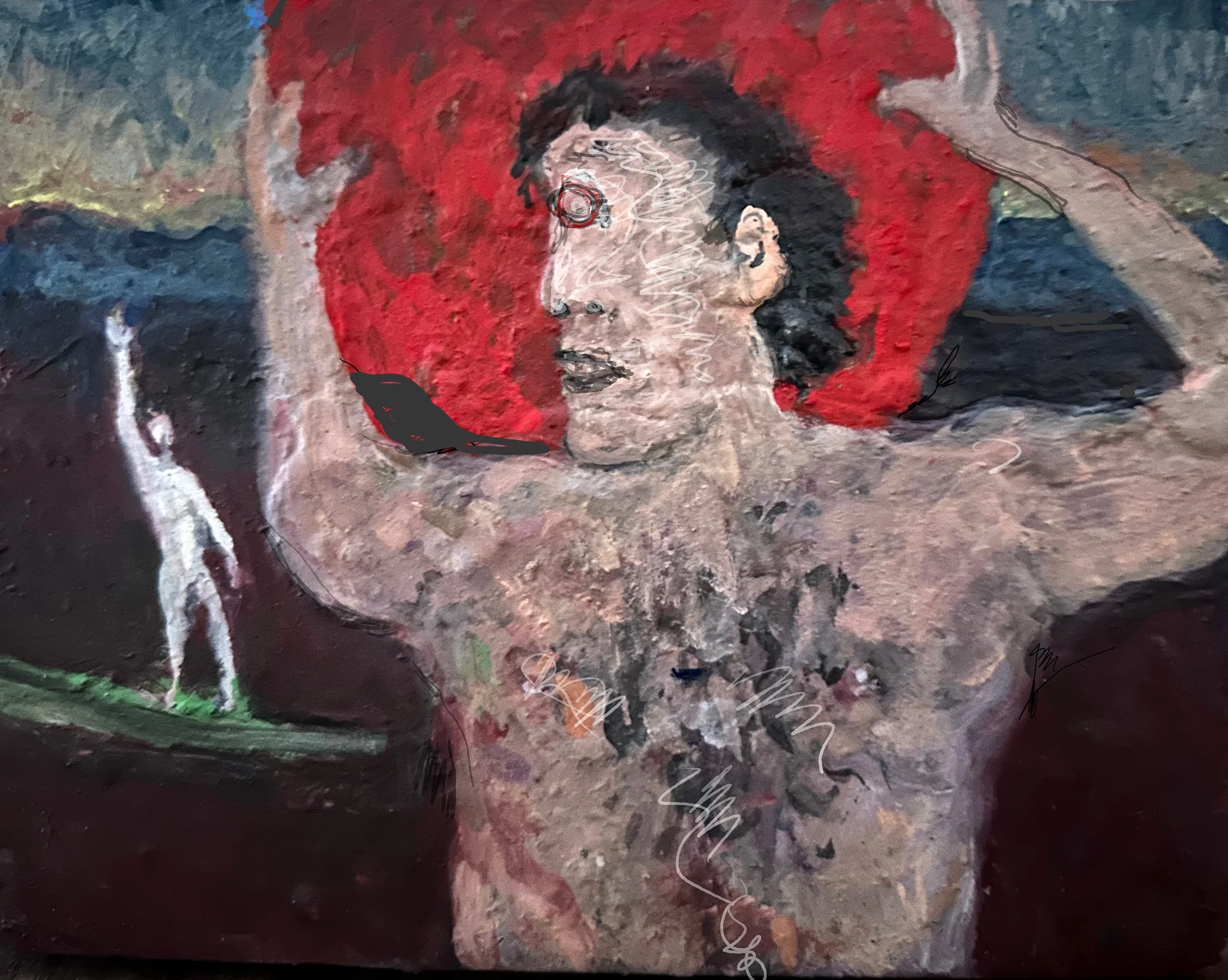 "Polyphemus 2 (Cyclops)", oil and encaustic on wood, 5 3/4 x 7 inches, 2024