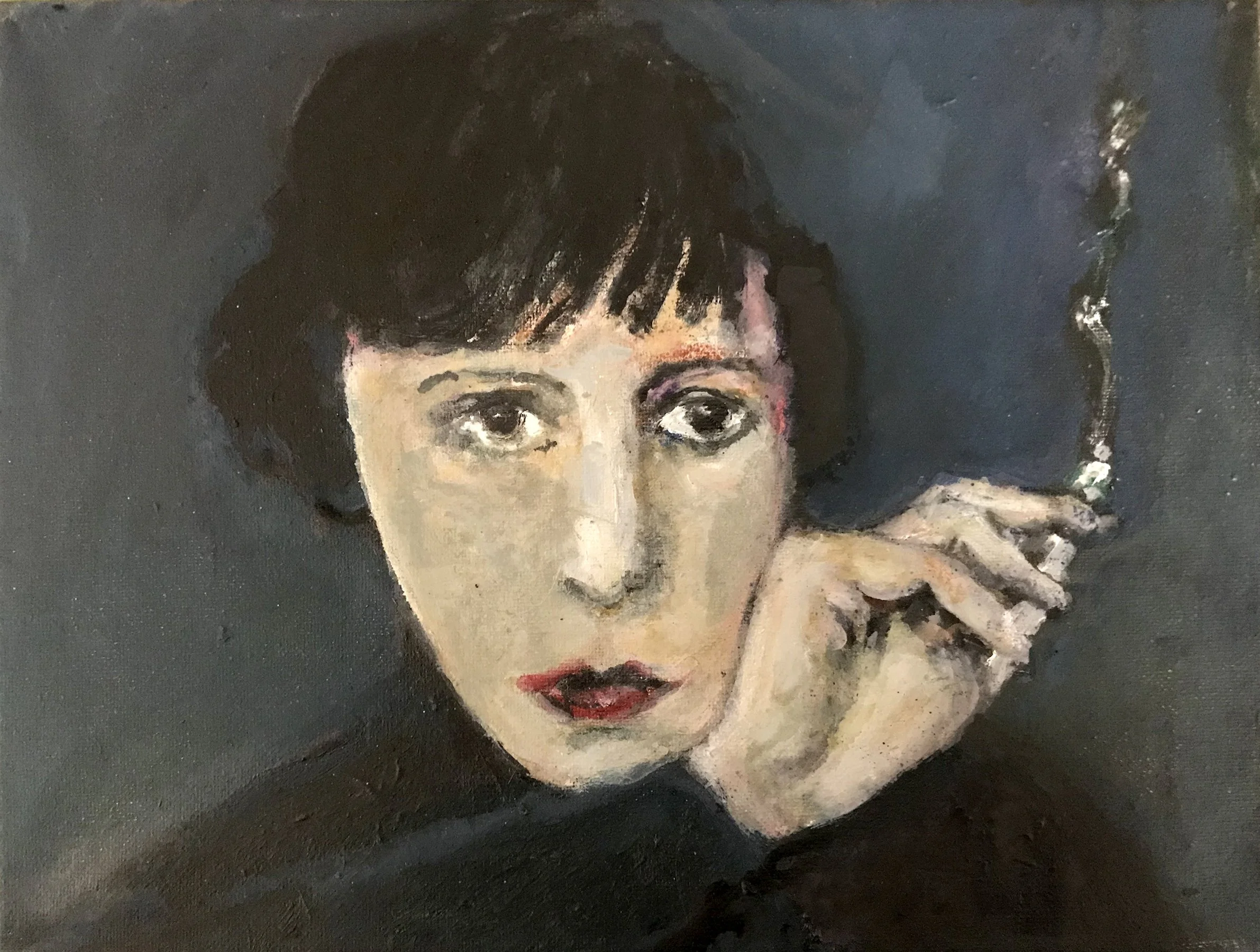 "Chanteuse (Lotte Lenya)", oil on canvas, 9 x 12 inches, 2019-2022
