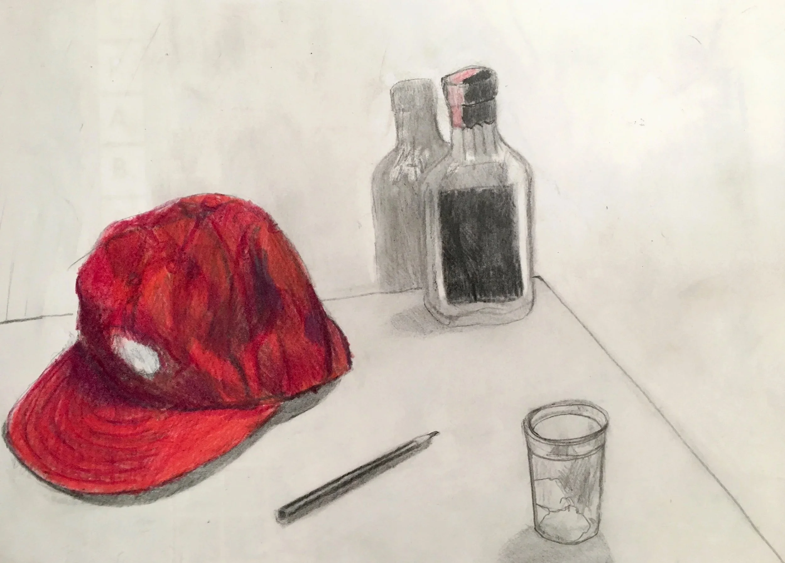 "Still life with Jack", mixed media on paper, 16 x 20 inches, 2020