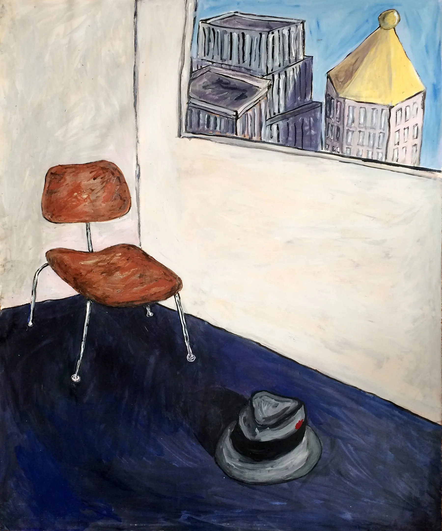 "Madison Square interior", acrylic on paper, 50 x 38 inches, 1982