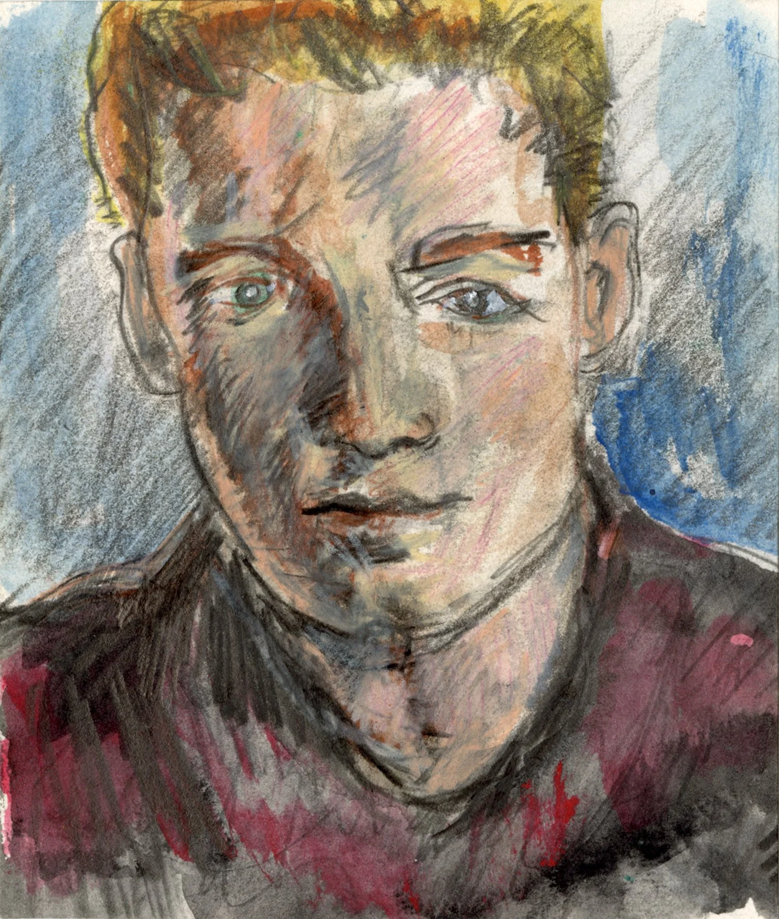 "Ginger", mixed media on paper, 5 3/8 x 4 1/2 inches, 2019