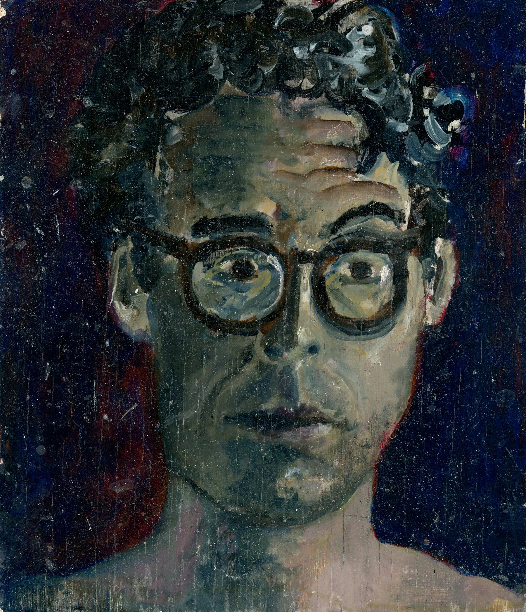 "Self-Portrait", oil on wood, 6 x 5 1/4 inches, 1986