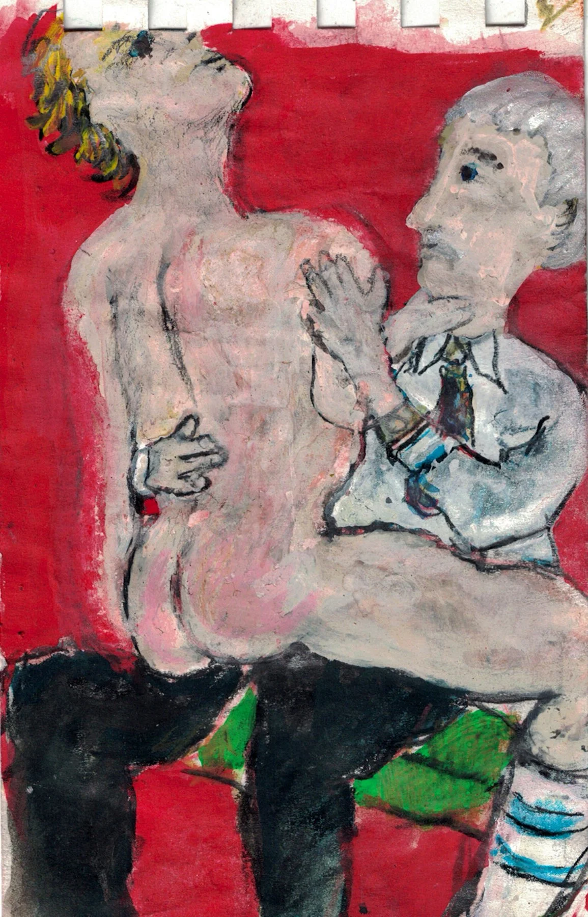 "Daddy Issues", watercolor, 5 x 4 inches, 2022