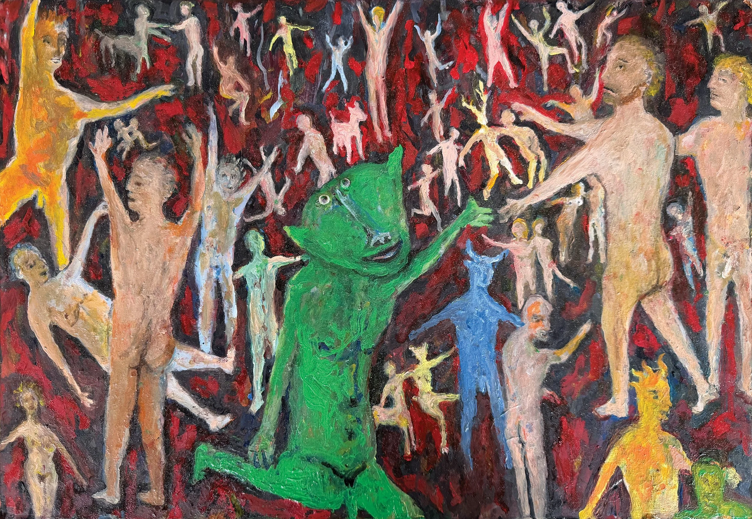 "Katabasis", oil on masonite, 13 x 19 inches, 2024