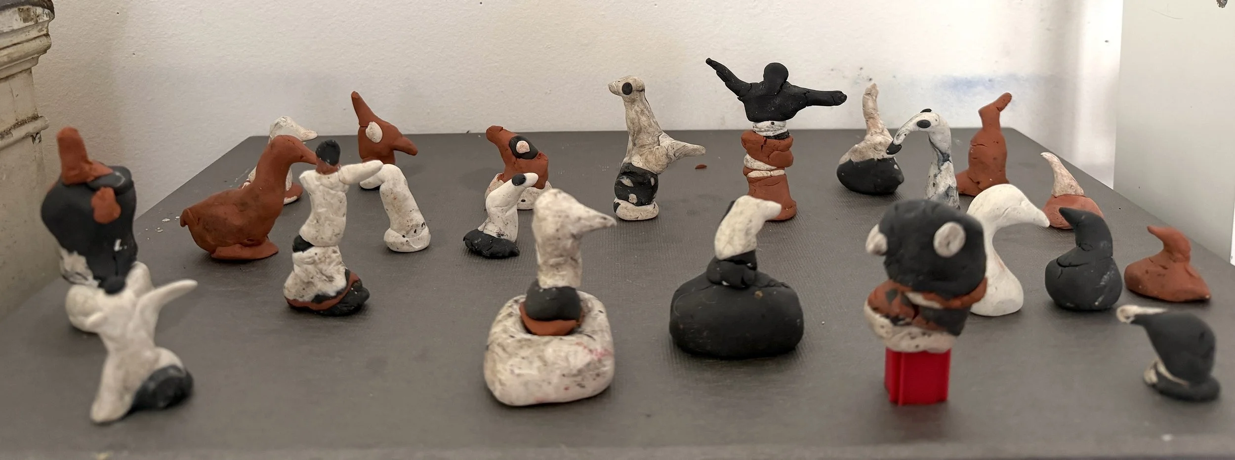 "Flock", mixed media craft clay, 2026