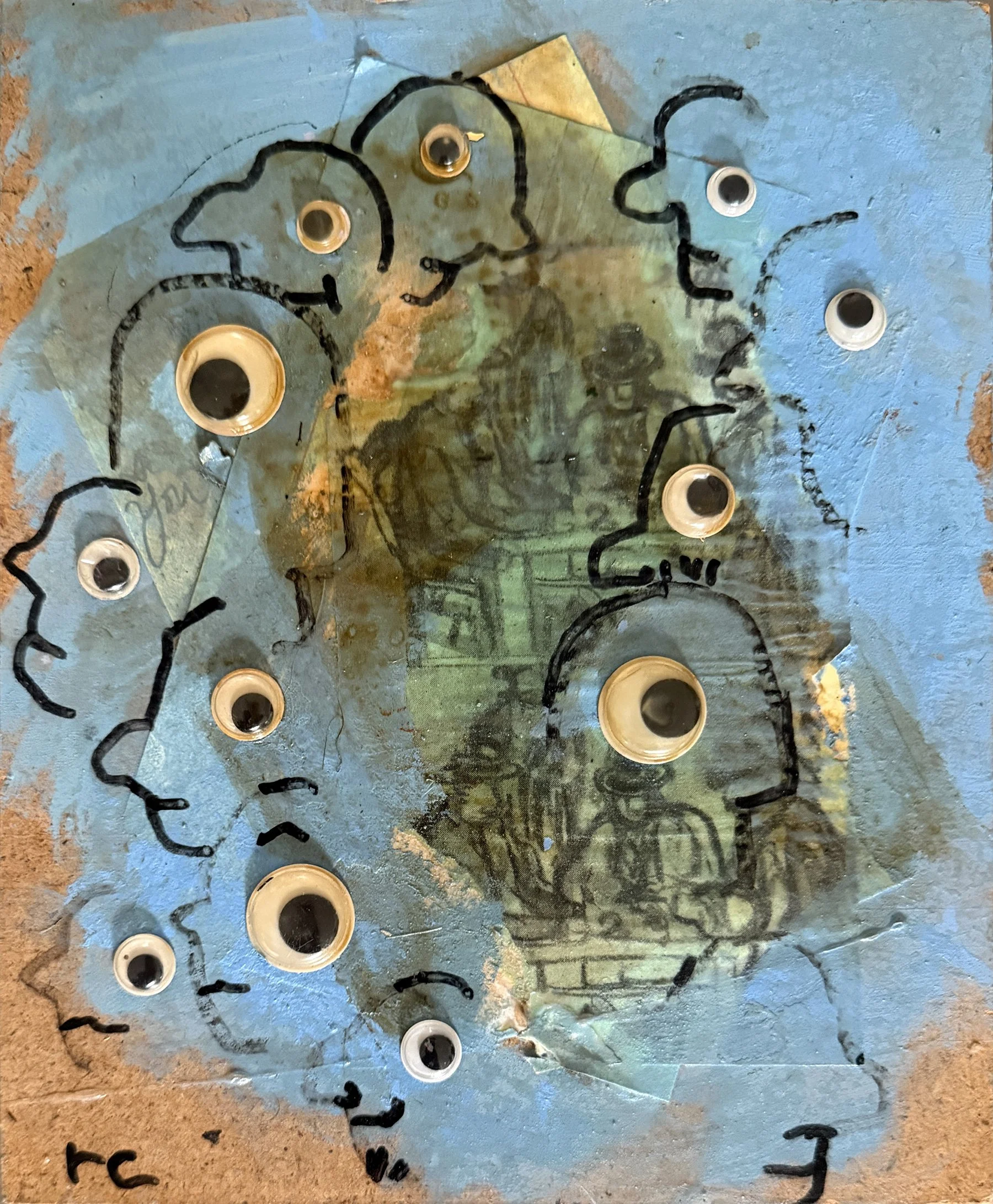 "Sonnet 29 (Fortune and Men's Eyes)",  mixed media on masonite, 8 x 6 1/2 inches, 2018